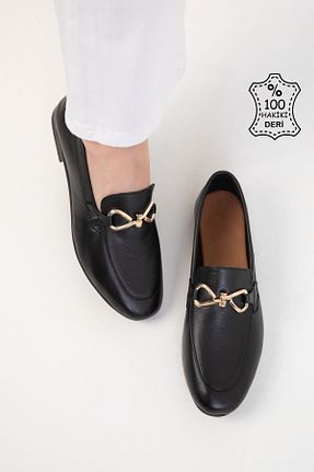 کفش لوفر مشکی زنانه چرم خالص SOHO - کد 926660617