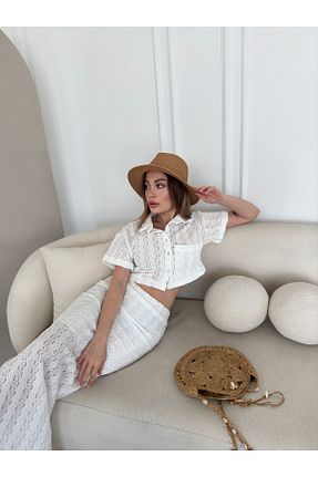ست بالاتنه و پائین تنه سفید زنانه بافتنی HW Hills Woman - کد 928034294