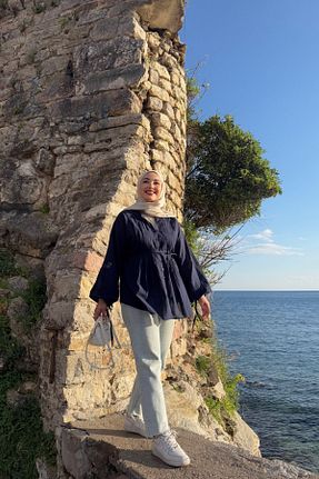 پیراهن حجاب سرمه ای رگولار LOCCO - کد 922373086