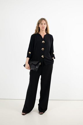 ست بالاتنه و پائین تنه مشکی زنانه بافتنی Butik Suat - کد 928041725