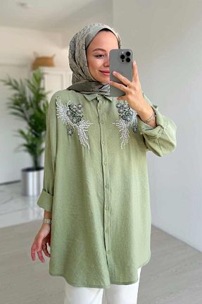 پیراهن حجاب سبز زنانه اورسایز Ka Hijab - کد 928065455