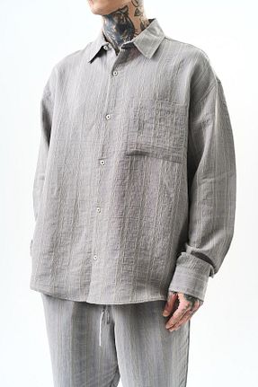 پیراهن طوسی مردانه اورسایز Respire - کد 928072085