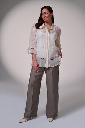 پیراهن سایز بزرگ نباتی زنانه سایز بزرگ DE WHITES - کد 928081267