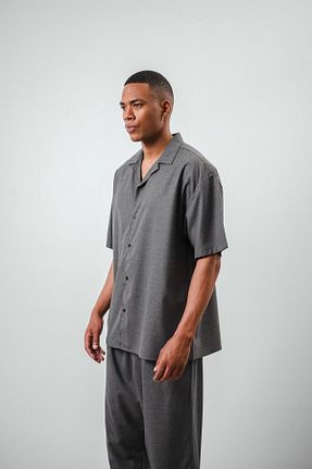 پیراهن طوسی مردانه اورسایز Respire - کد 928072031