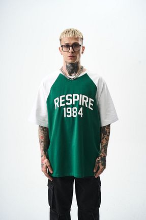 تیشرت سبز مردانه اورسایز Respire - کد 928084244