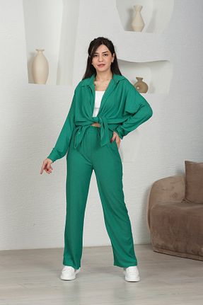 ست بالاتنه و پائین تنه سبز زنانه بافتنی Devesta Moda - کد 928089111