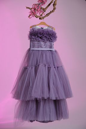 لباس مجلسی و فارغ التحصیلی بنفش بچه گانه بند دار Pina Kids - کد 928093952