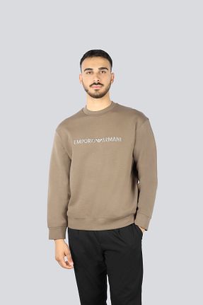 سوئیشرت بژ مردانه طرح دار Emporio Armani - کد 928084140
