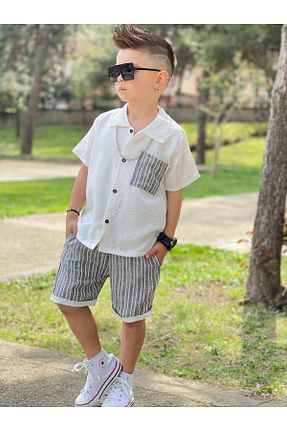 ست بالاتنه و پائین تنه طوسی بچه گانه پنبه پلی استر Yalçınoğlu Kids - کد 928282195