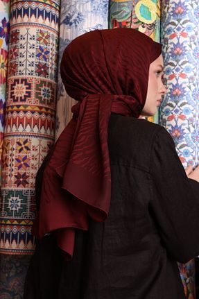 شال زرشکی زنانه پنبه ای VALORSCARF - کد 928097227