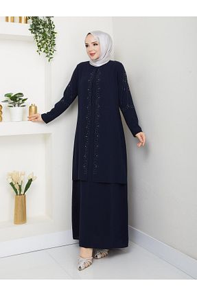 لباس حجاب سرمه ای زنانه اسلیم ELBİSHE - کد 928108703