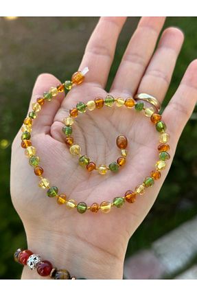 گردنبند جواهر رنگی بچه گانه سنگ طبیعی KEHRİBAREVİ EREĞLİ - کد 785423393