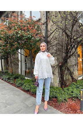 پیراهن حجاب سفید زنانه Relaxed DEMET - کد 798544515