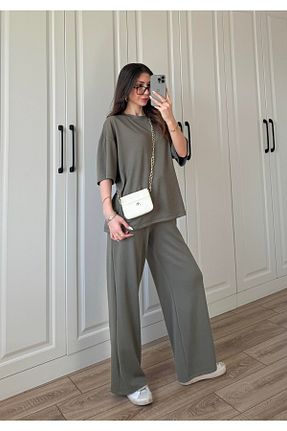 ست بالاتنه و پائین تنه بارداری خاکی زنانه اورسایز manana fashion - کد 928121674
