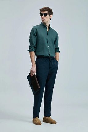 پیراهن سبز مردانه یقه پیراهنی Lufian - کد 922452891