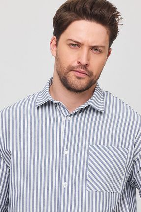پیراهن آبی مردانه اورسایز cotside - کد 904498522