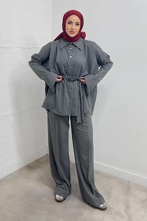 ست بالاتنه و پائین تنه حجاب طوسی زنانه رگولار STİLBOON - کد 928157956