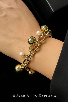 دستبند جواهر رنگی زنانه مروارید Çayla - کد 928639873