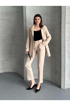 ست بالاتنه و پائین تنه بژ زنانه رگولار FERZOLAİO - کد 928176525