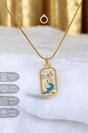 گردنبند استیل ( فولاد ) طلائی زنانه استیل ضد زنگ MAVEGA - کد 885334784