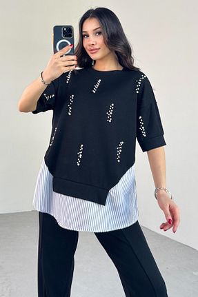 ست بالاتنه و پائین تنه مشکی زنانه رگولار Cappmoda - کد 928214702