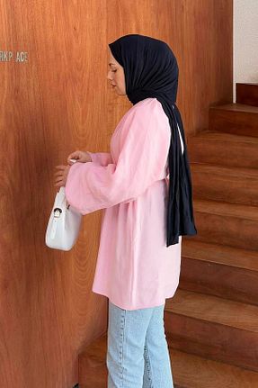 تونیک حجاب صورتی زنانه ویسکون lamelif - کد 928494246