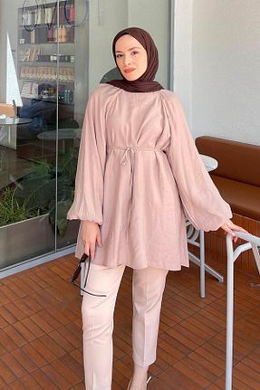 تونیک حجاب قهوه ای زنانه ویسکون lamelif - کد 928494512