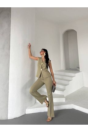 ست بالاتنه و پائین تنه خاکی زنانه بافتنی Bella Breeze - کد 928229338