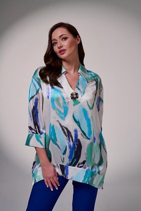 بلوز سایز بزرگ آبی زنانه سایز بزرگ DE WHITES - کد 928500610