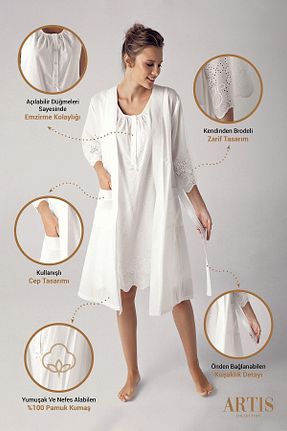 لباس شب بارداری نباتی زنانه ساده Artış - کد 86979162