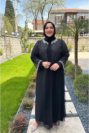 ست بالاتنه و پائین تنه حجاب مشکی زنانه رگولار Emsale - کد 928556288