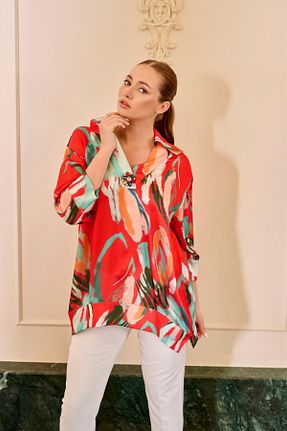 بلوز سایز بزرگ نارنجی زنانه سایز بزرگ DE WHITES - کد 928500542