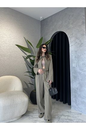 ست بالاتنه و پائین تنه خاکی زنانه بافتنی By Merve Darende - کد 892082085