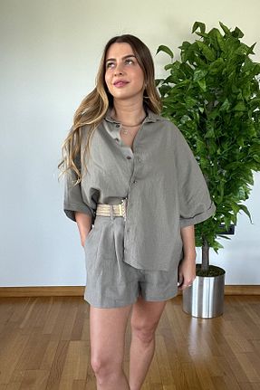 ست بالاتنه و پائین تنه خاکی زنانه بافتنی PİCCO - کد 928300946