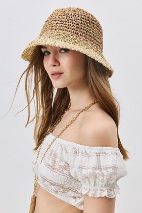 کلاه قهوه ای زنانه حصیر C&CITY - کد 928343361