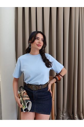 تیشرت آبی زنانه رگولار ESRAHELVACI - کد 928340421