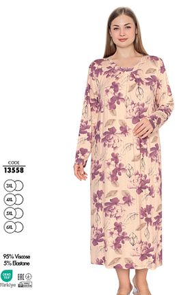 لباس شب سایز بزرگ رنگی زنانه طرح دار Cotpark - کد 928632880