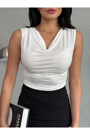 بلوز سفید زنانه ساده BNK Shop - کد 928400114