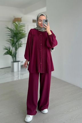 ست بالاتنه و پائین تنه حجاب بنفش زنانه Relaxed Ka Hijab - کد 928396220