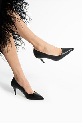 کفش پاشنه بلند کلاسیک مشکی زنانه چرم مصنوعی Güllü Shoes - کد 928392997