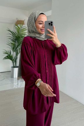ست بالاتنه و پائین تنه حجاب بنفش زنانه Relaxed Ka Hijab - کد 928396220