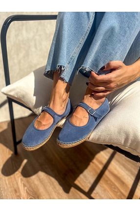 کفش اسپادریل آبی زنانه چرم خالص SİBA SHOES - کد 928395791