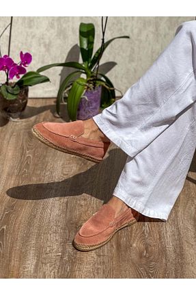 کفش اسپادریل صورتی زنانه چرم خالص SİBA SHOES - کد 928391254