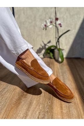 کفش اسپادریل قهوه ای زنانه چرم خالص SİBA SHOES - کد 928393939
