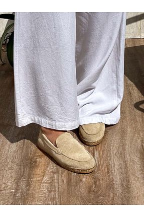 کفش اسپادریل بژ زنانه چرم خالص SİBA SHOES - کد 928393754