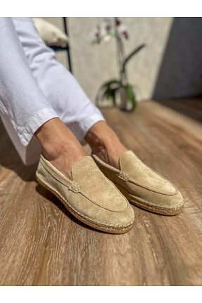 کفش اسپادریل بژ زنانه چرم خالص SİBA SHOES - کد 928393754