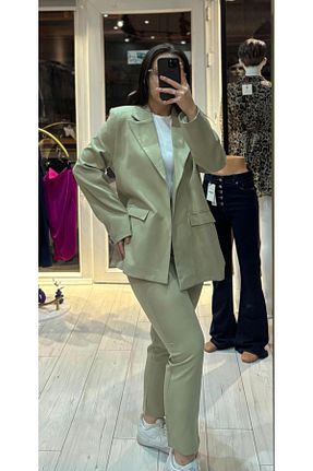 ست بالاتنه و پائین تنه خاکی زنانه بافتنی TRENDBUTİK - کد 928415972