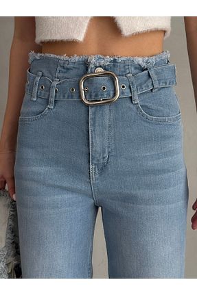 شلوار جین آبی زنانه پاچه گشاد Bluezoni - کد 904088619