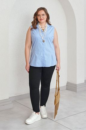پیراهن سایز بزرگ آبی زنانه سایز بزرگ Büyük Moda - کد 922450477