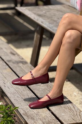 بابت زرشکی زنانه چرم مصنوعی NİŞANTAŞI SHOES - کد 929002900